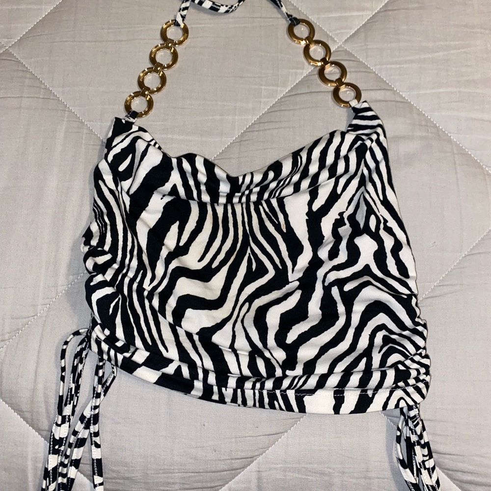 zebra halter top